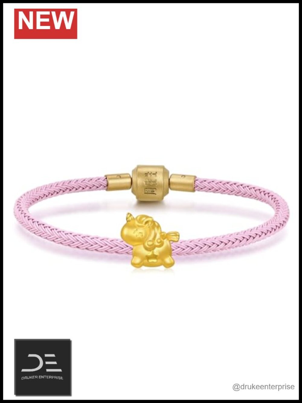999 Gold Unicorn Charm Bracelet Link Chain 17cm Women Men